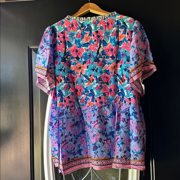 Umgee 2X Floral Multicolor Women's Top - Picture 3 of 3